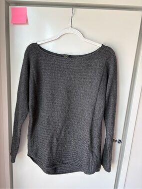 100% Cashmere Charter Club Dark Gray Boatneck Sweater